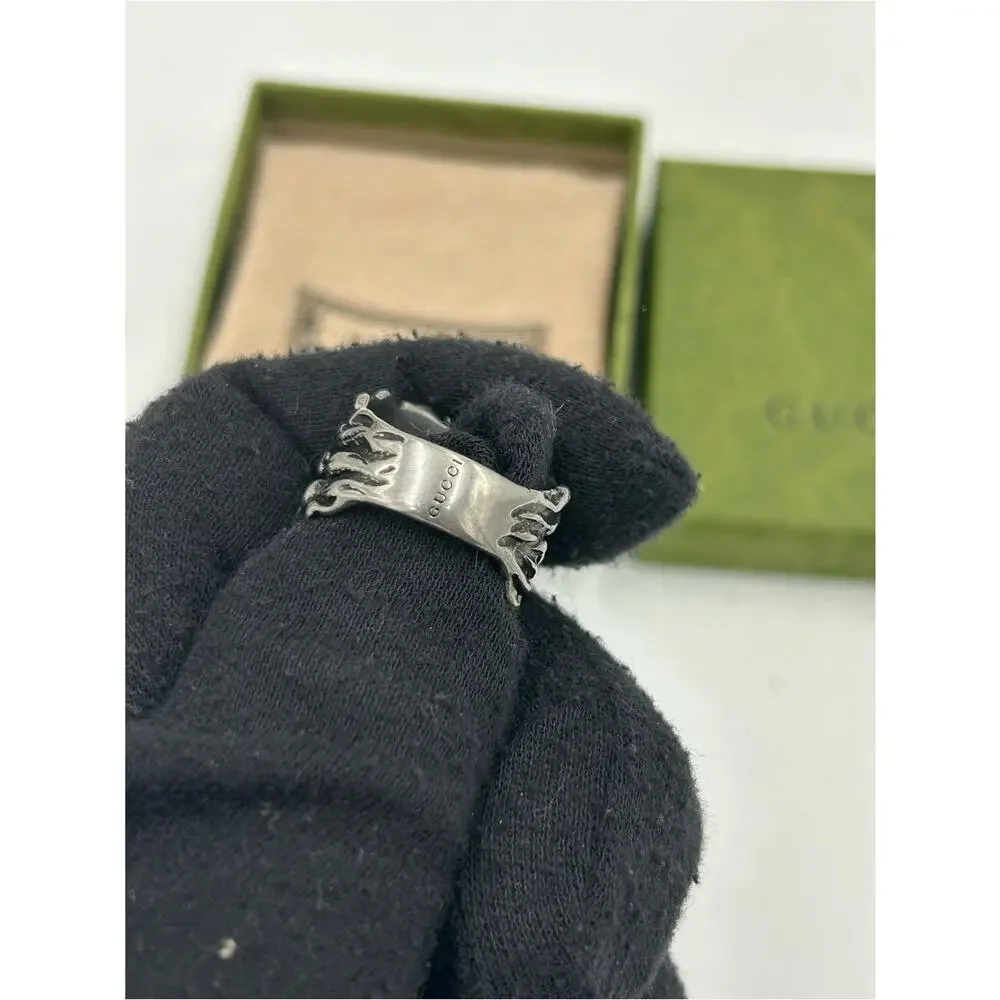 Unisex, Gucci, aged silver Lionhead ring open mouth, roaring expression, 10
